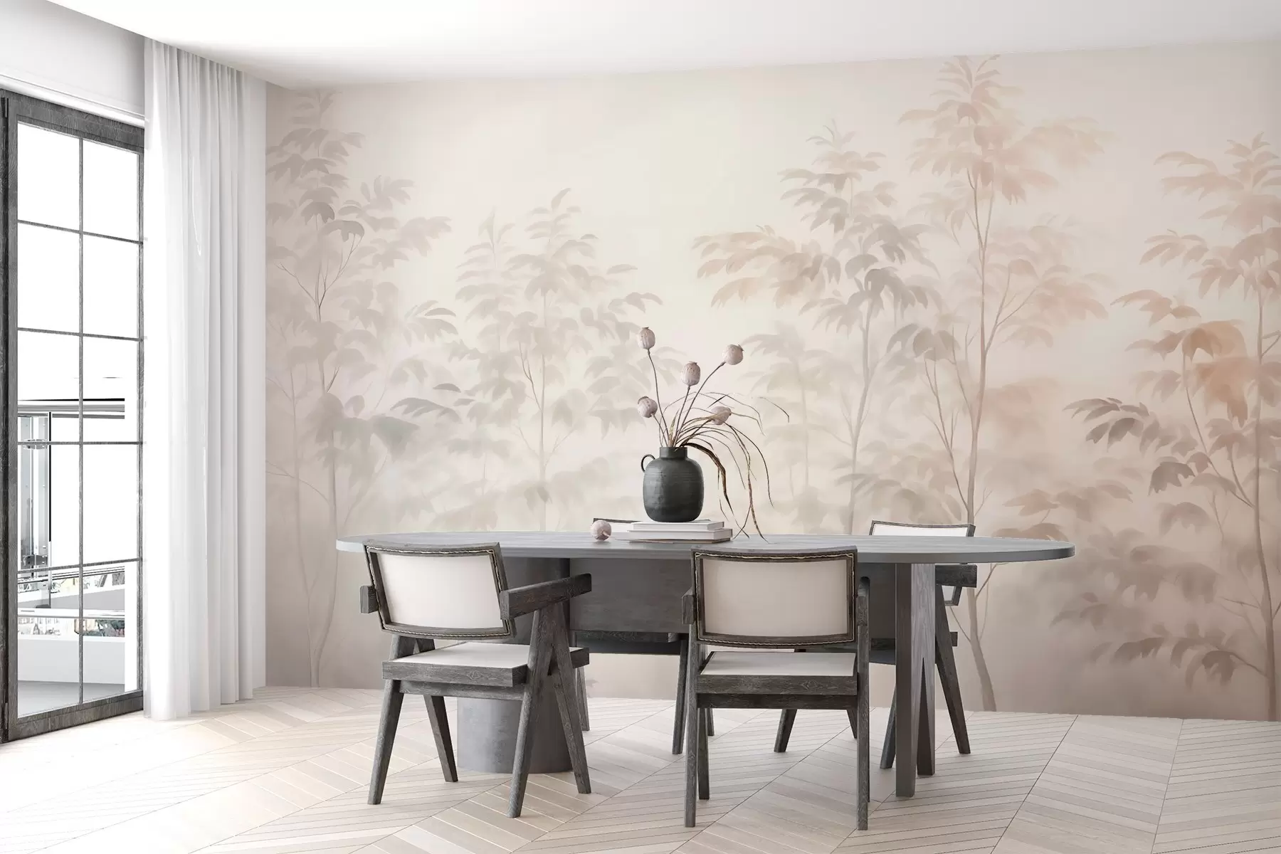wall murals Trees imitation watercolor warm colors w03474