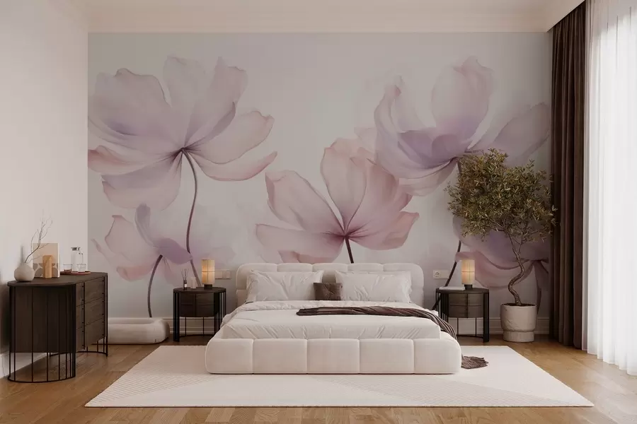 wall murals Blooming flowers in soft pink tones w03521