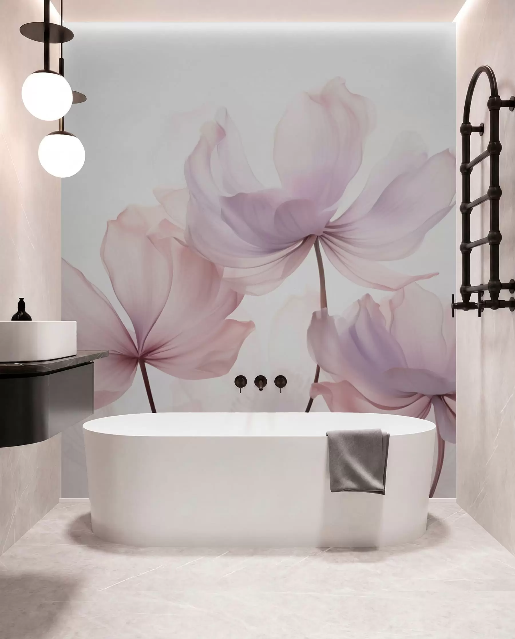 wall murals Blooming flowers in soft pink tones w03521