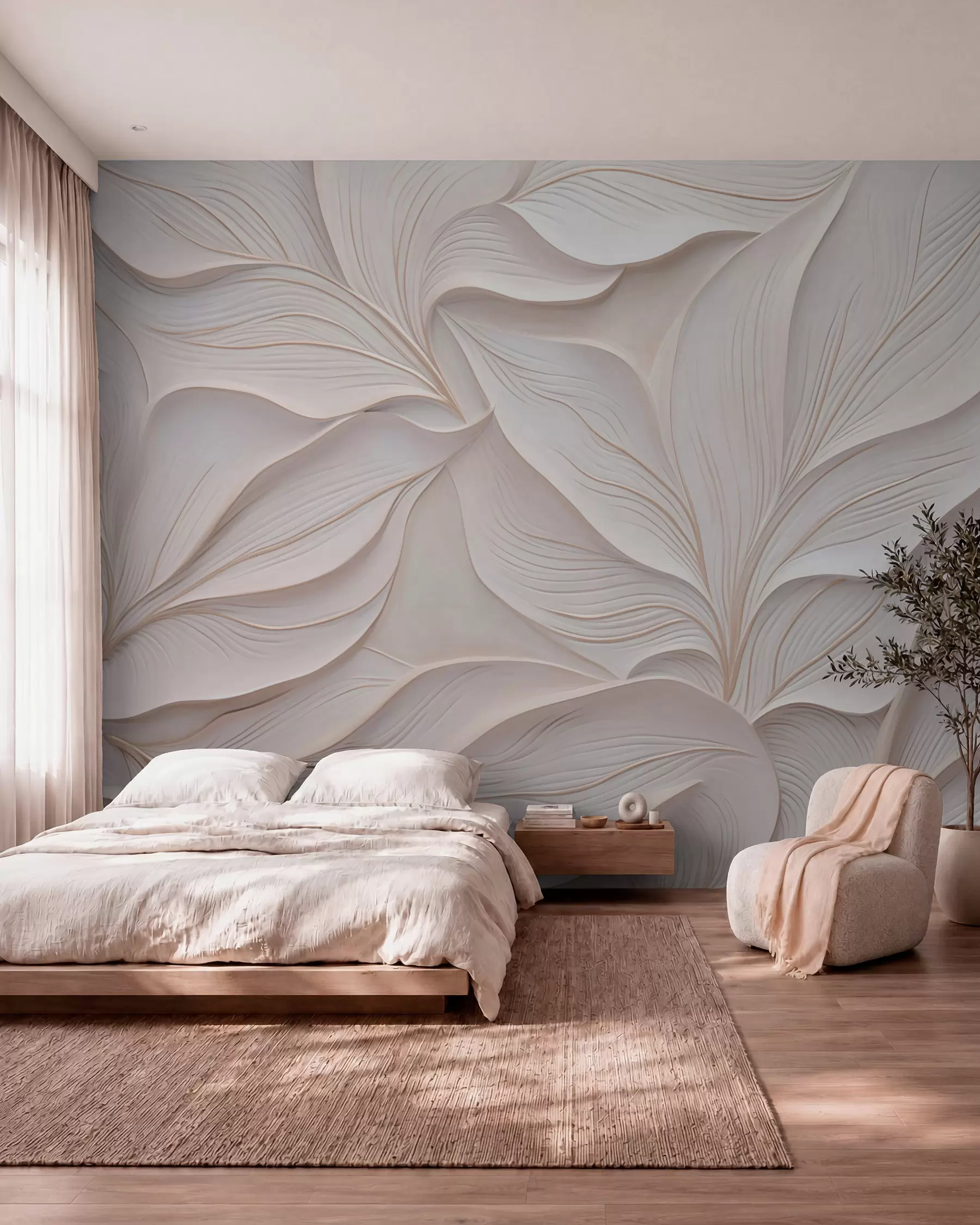 wall murals Layered Leaves w03520