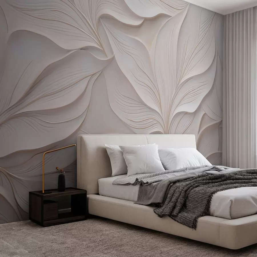 wall murals Delicate foliage in the style of bas-relief w03520