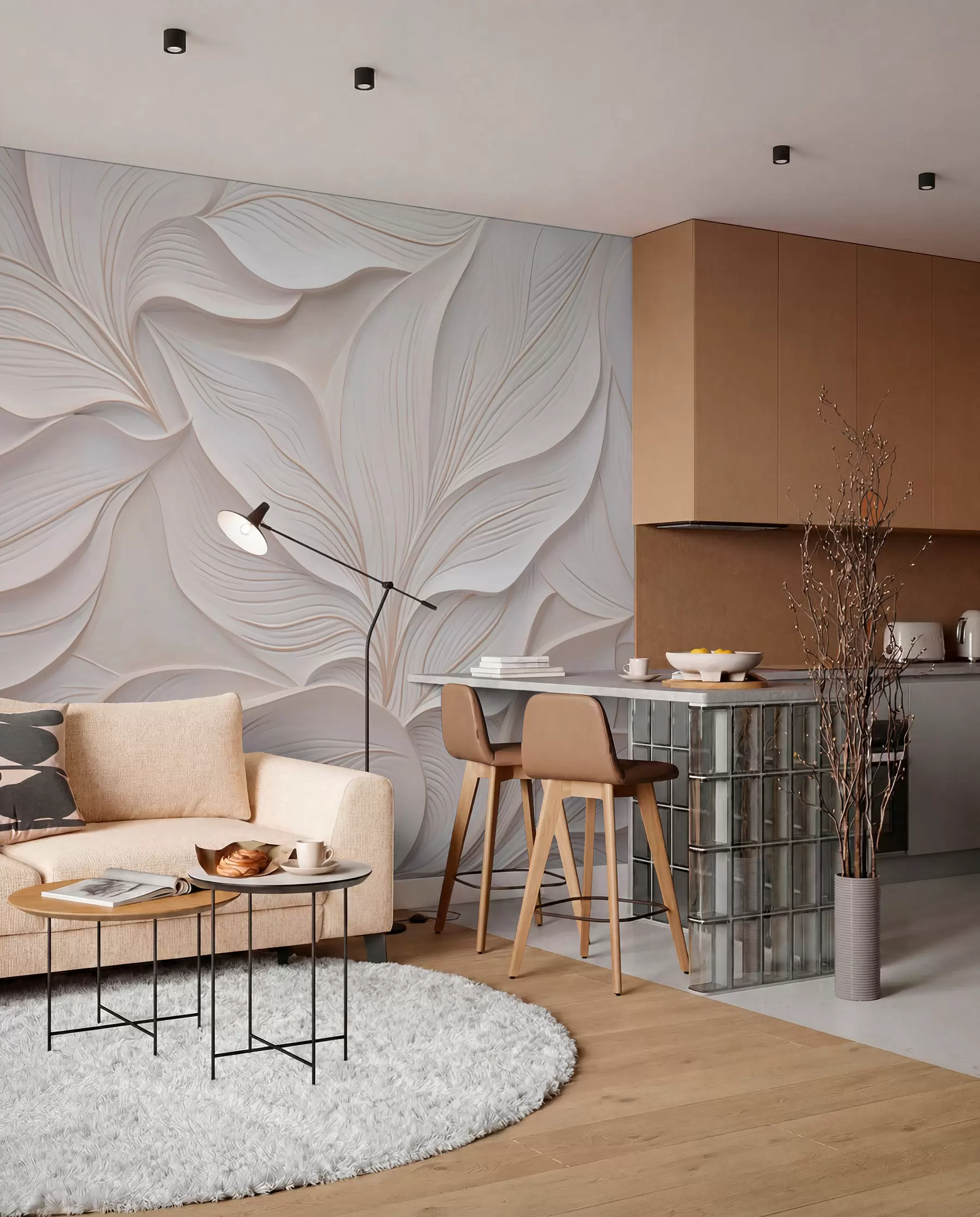 wall murals Layered Leaves w03520