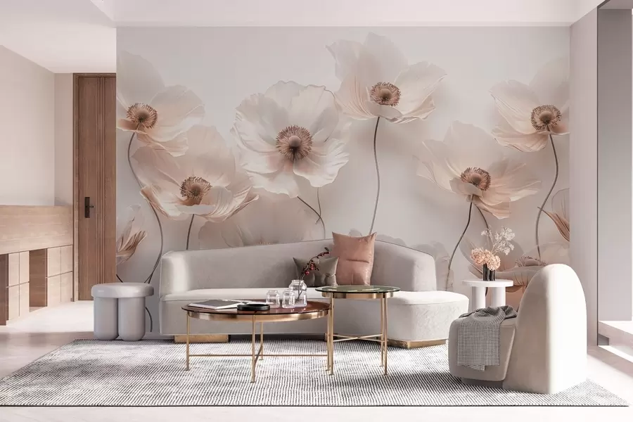 wall murals Delicate flowers in pastel shades w03518v1