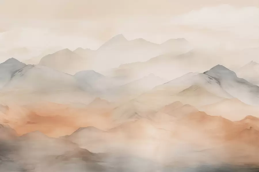 wall murals Misty mountains in soft colors w03535