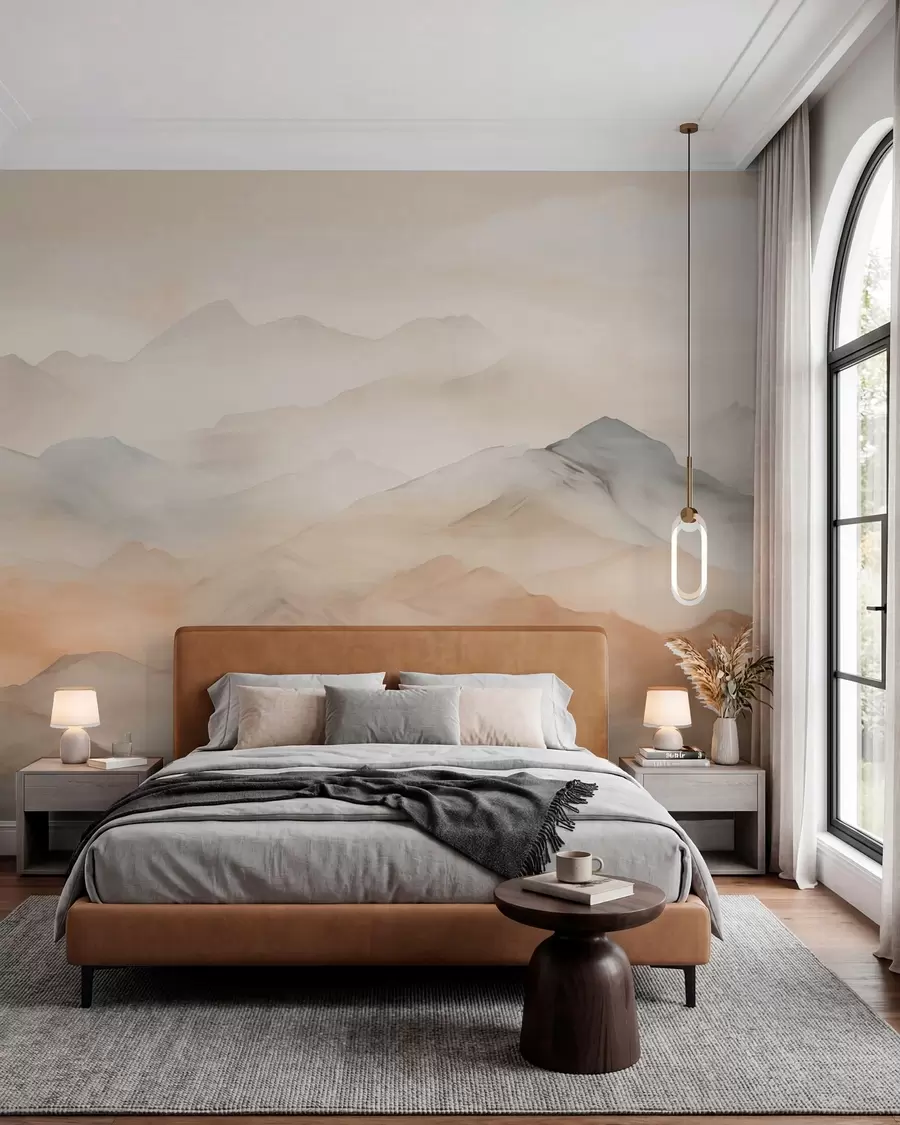 wall murals Misty mountains in soft colors w03535