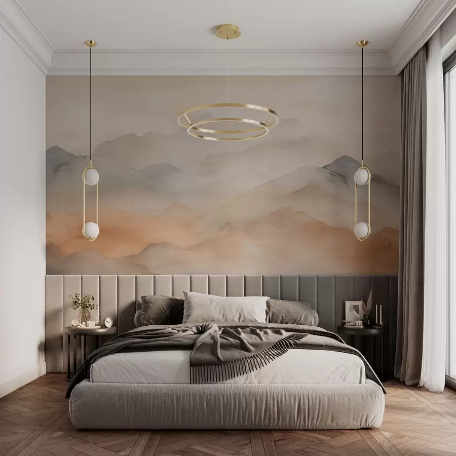 wall murals Misty mountains in soft colors w03535