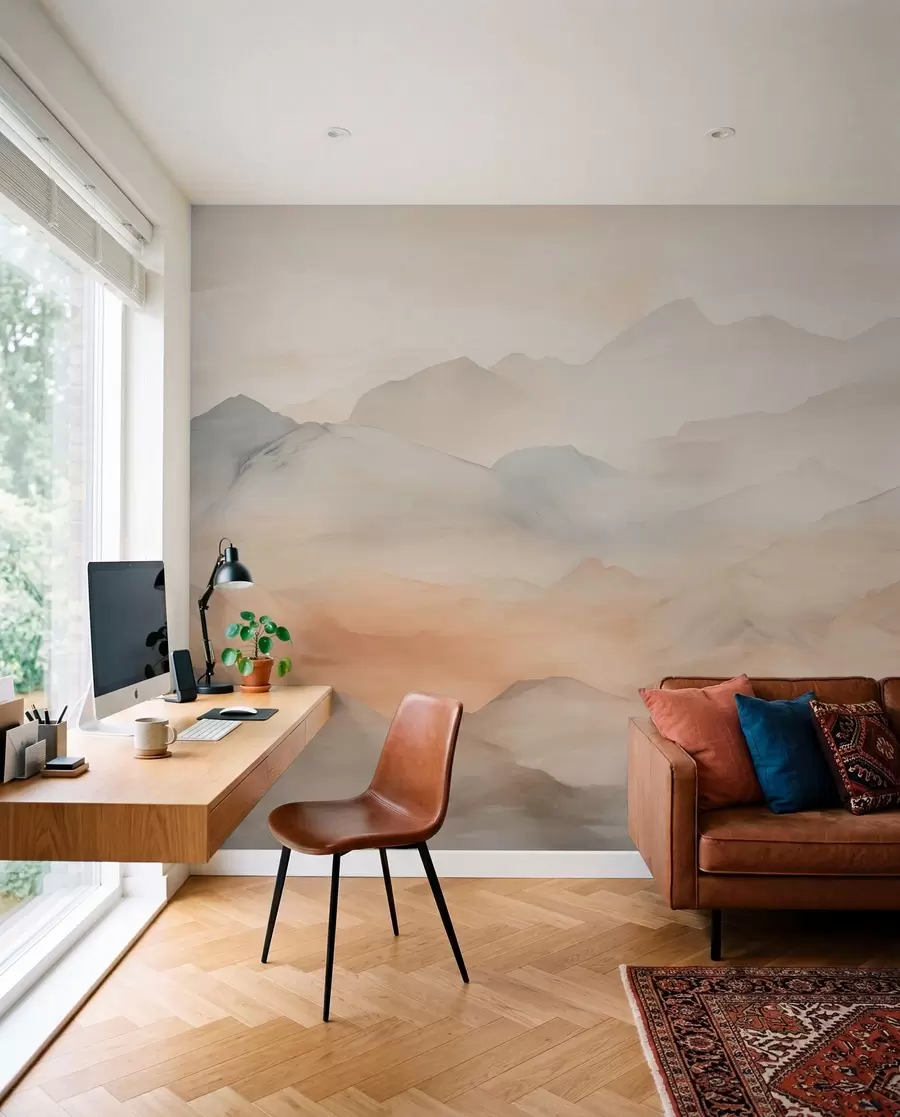wall murals Misty mountains in soft colors w03535