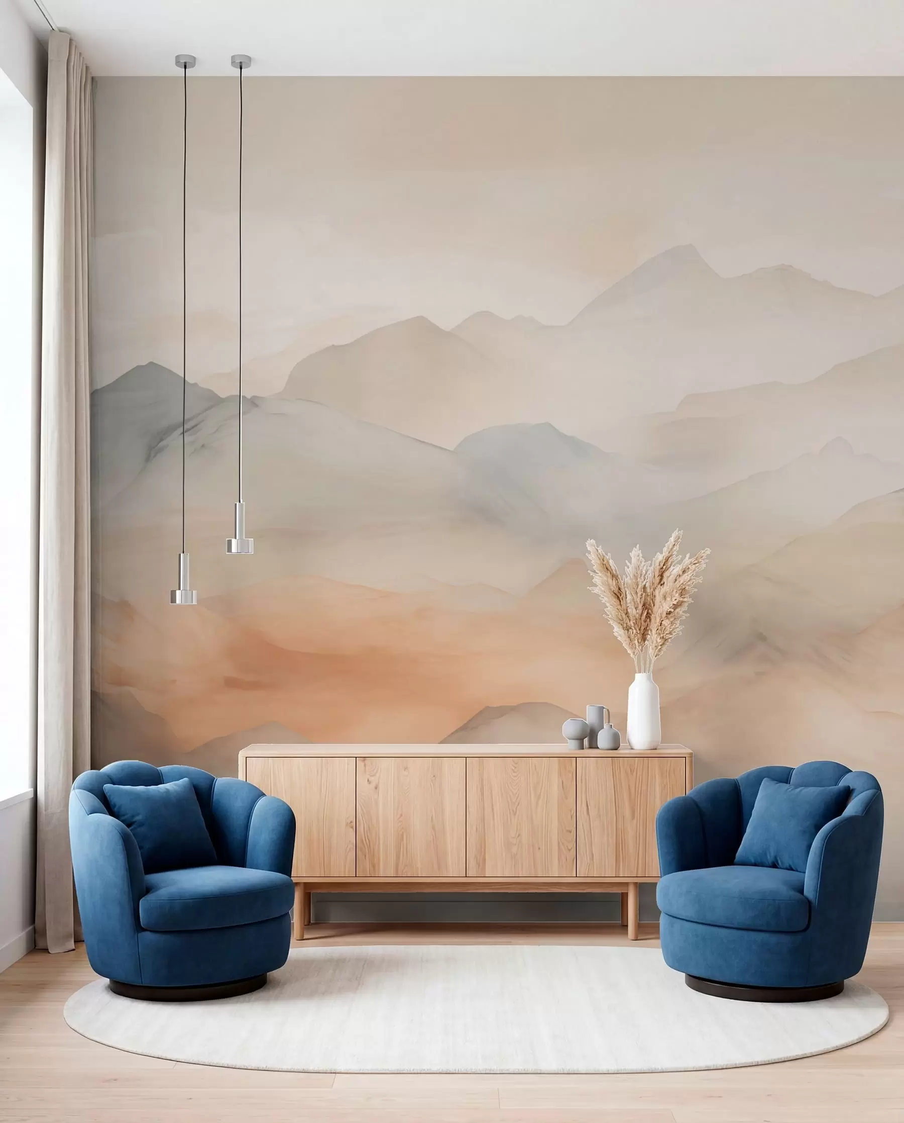 wall murals Mountain Layers in Cream w03535