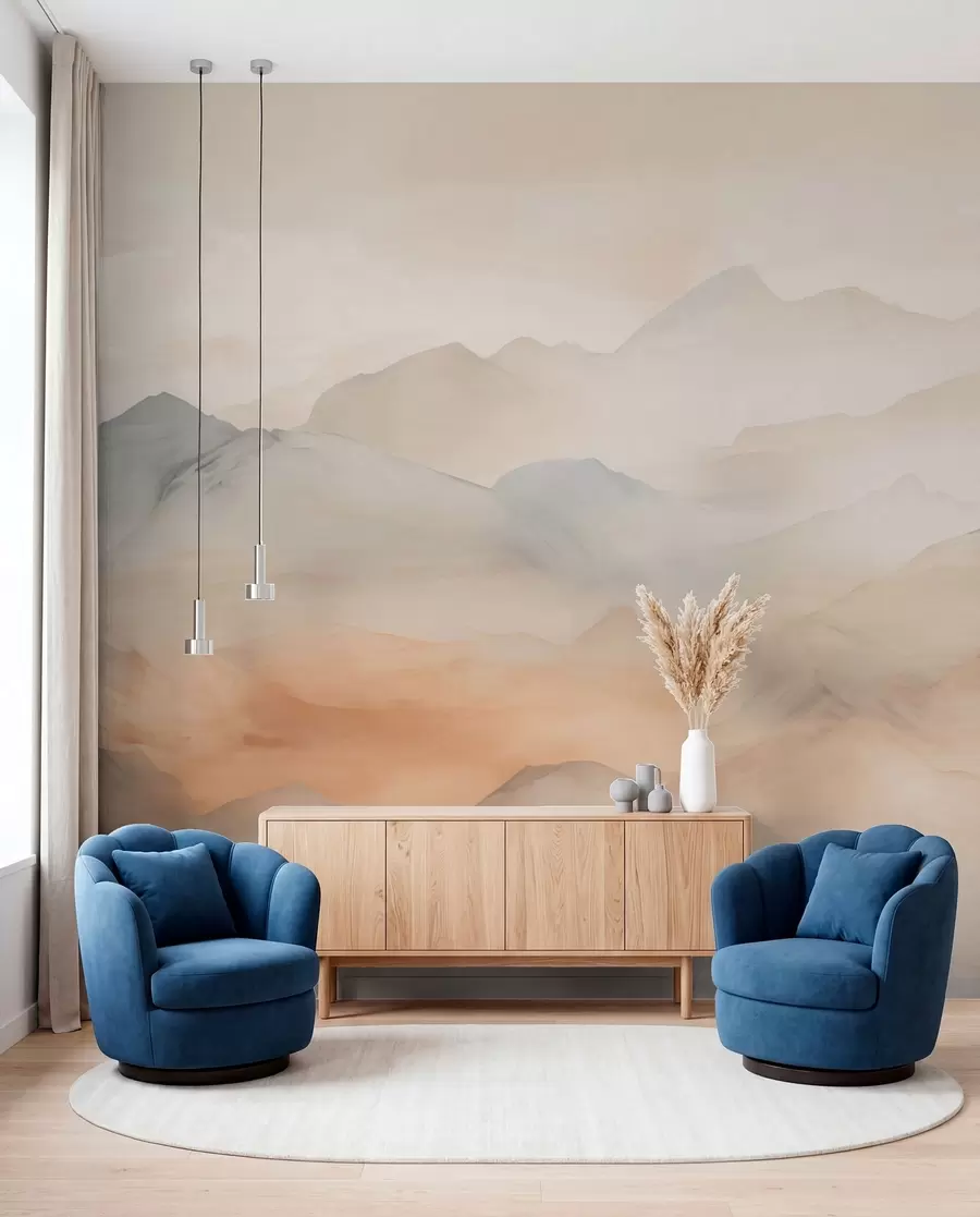 wall murals Mountain Layers in Cream w03535