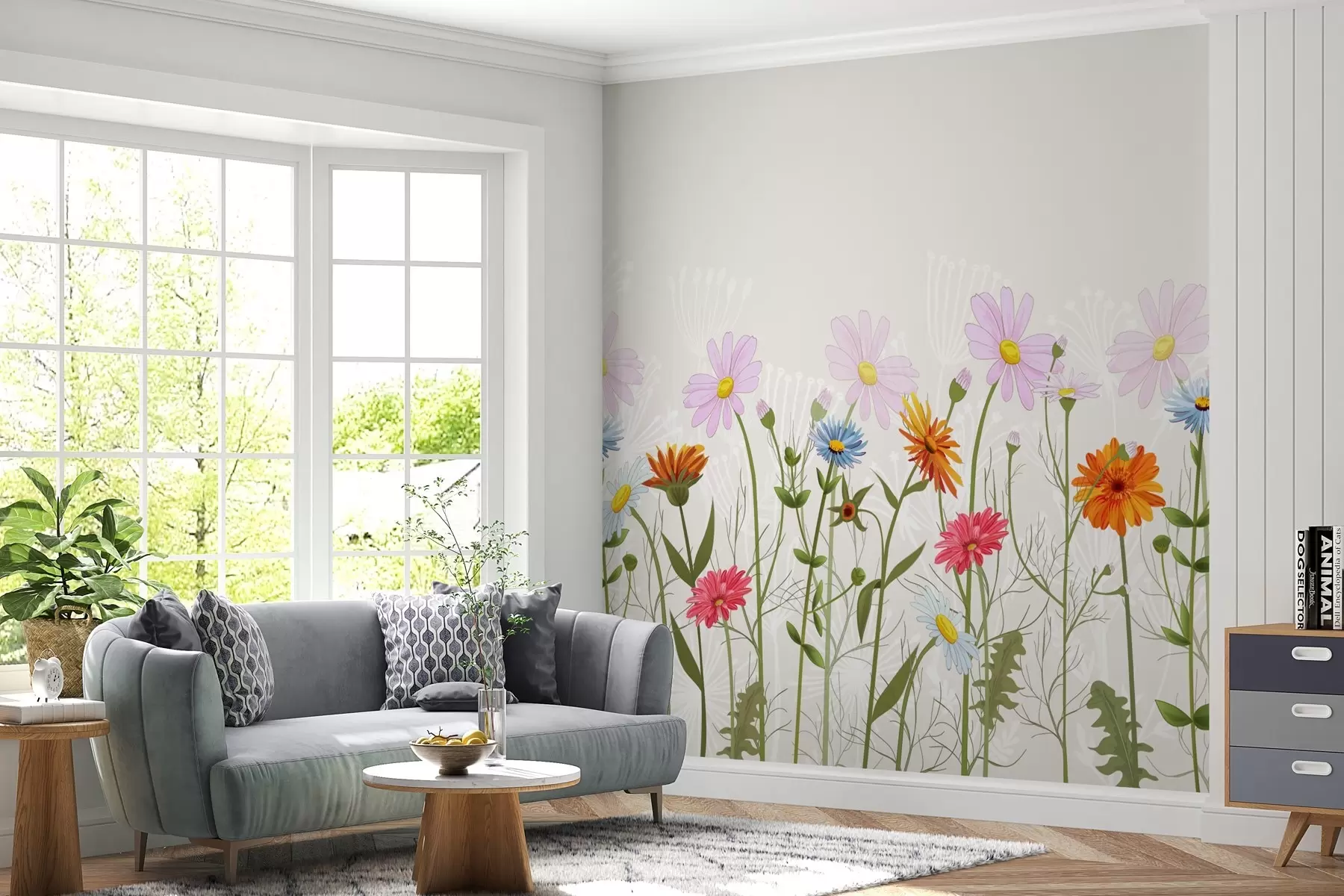 wall murals Bright wild flowers w03484