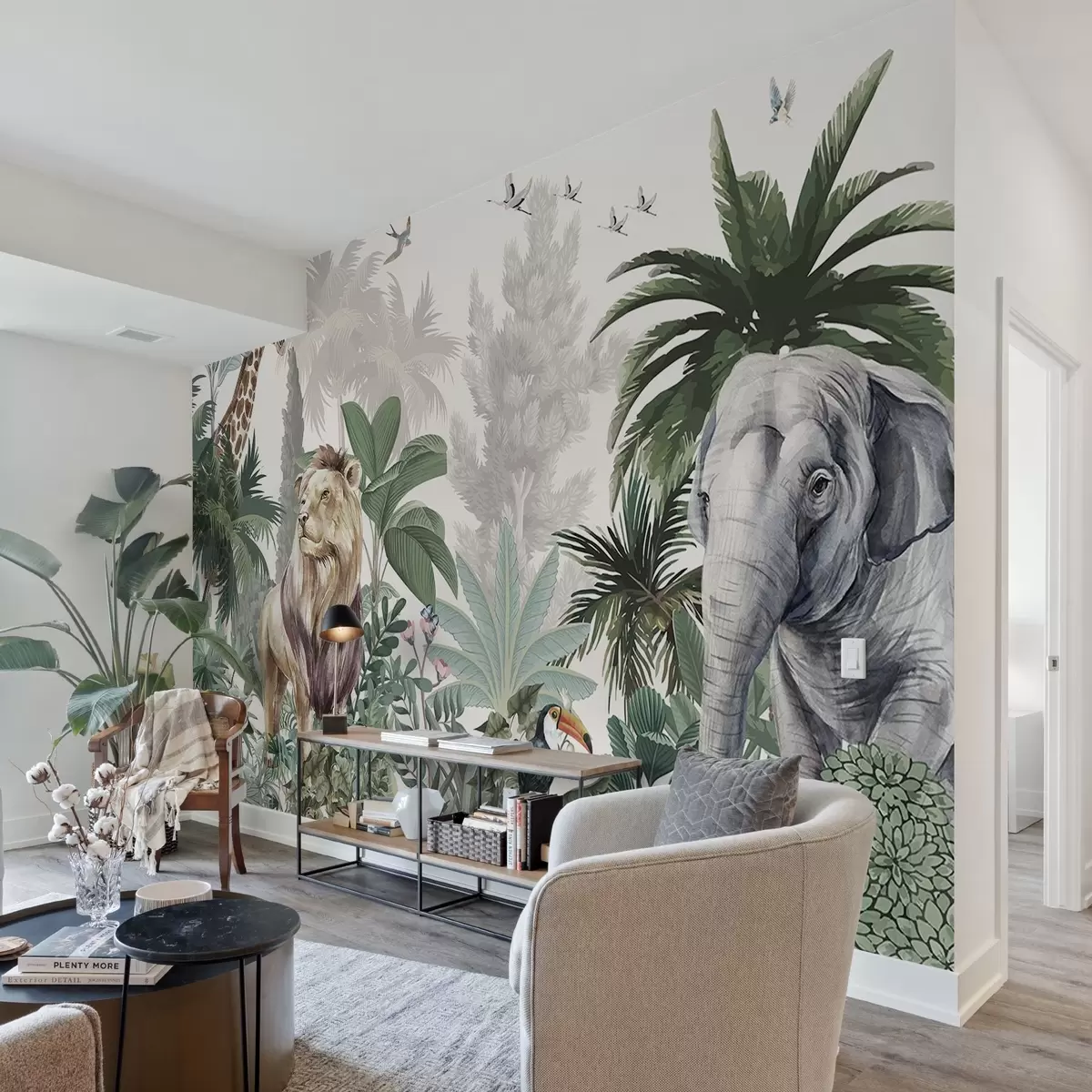 wall murals African Animals Among Tropical Greenery w03537v1
