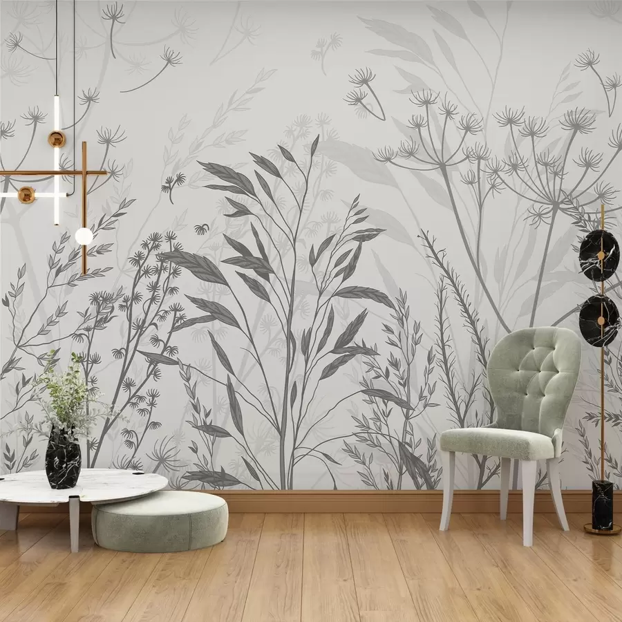 wall murals Wild Grasses in Soft Natural Shades w03541v1