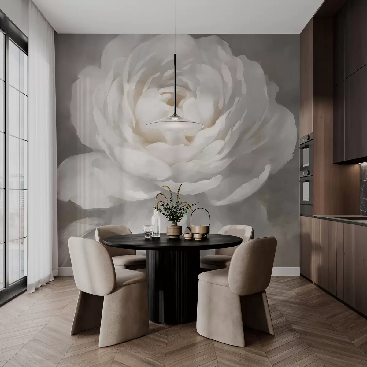 wall murals Big white flower w03486