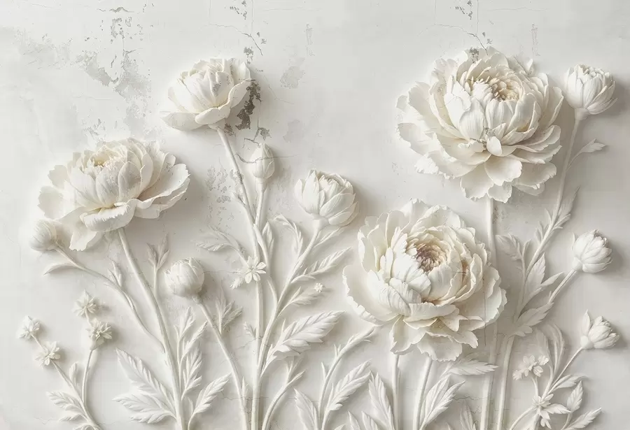 wall murals Flowers on a concrete background grunge style w03553