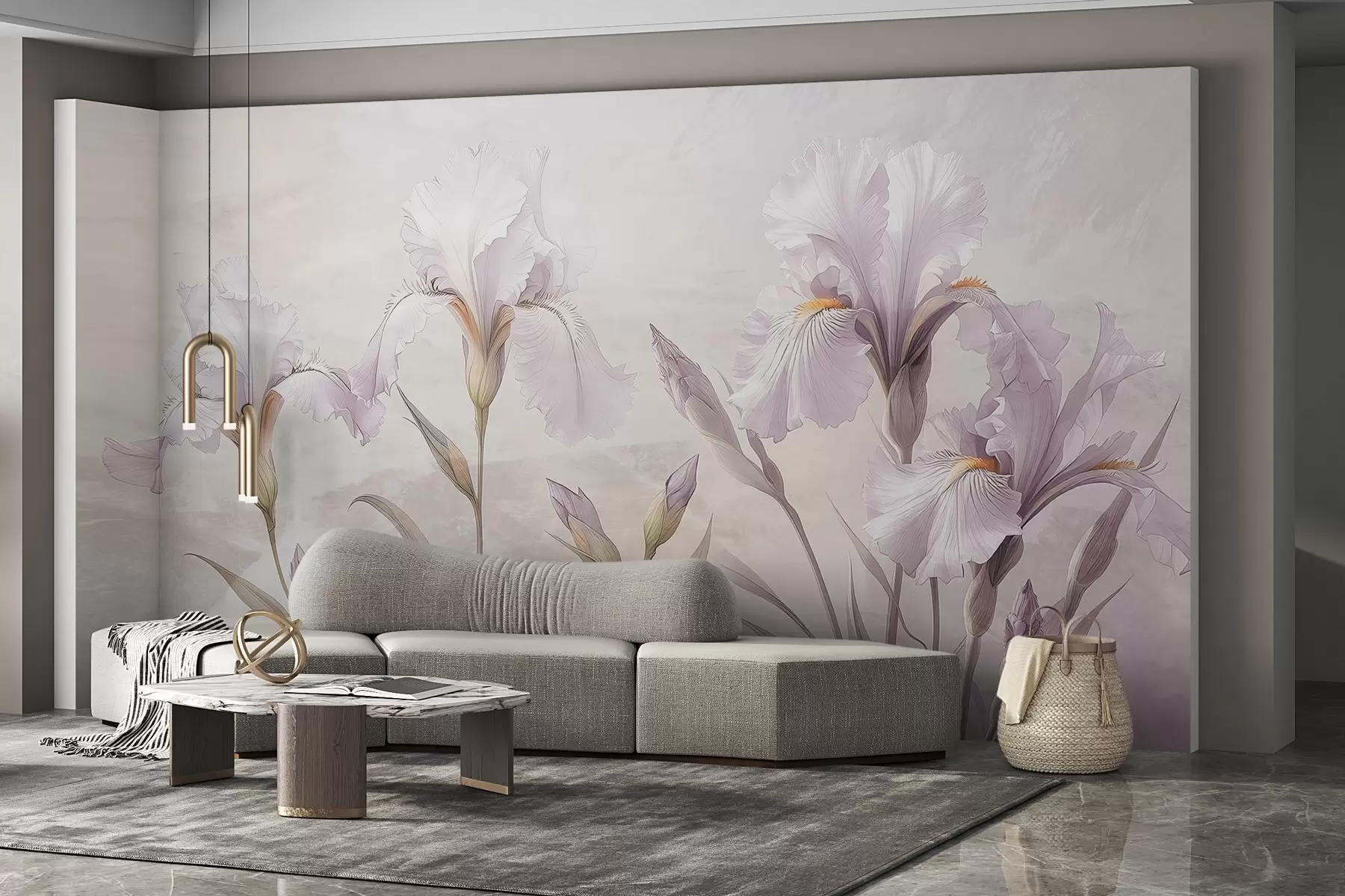 wall murals Delicate irises drawing on the wall w03556