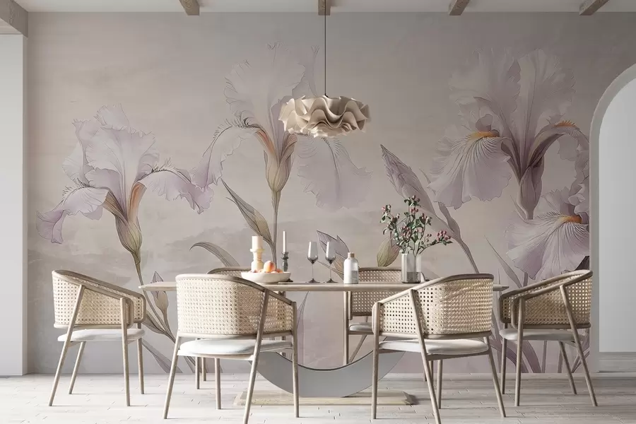 wall murals Delicate irises drawing on the wall w03556