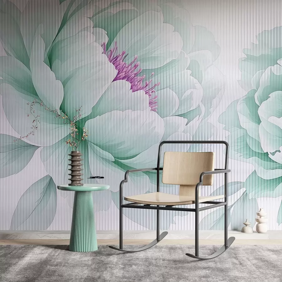wall murals Peonies behind glass w03557v1