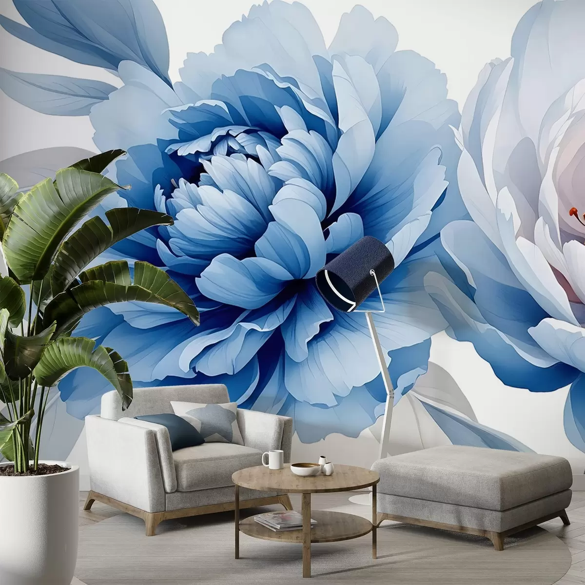 wall murals Lush peonies watercolor w03558