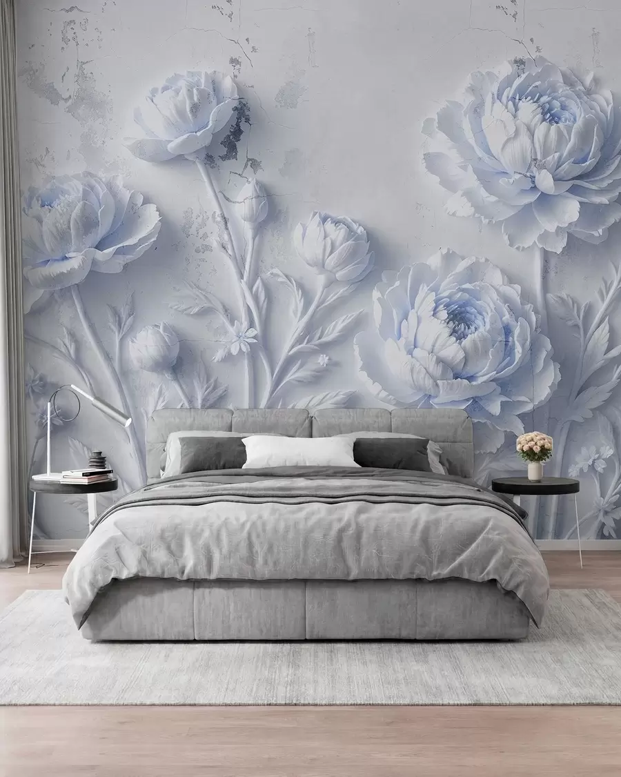 wall murals Flowers on a concrete background grunge style w03553v1