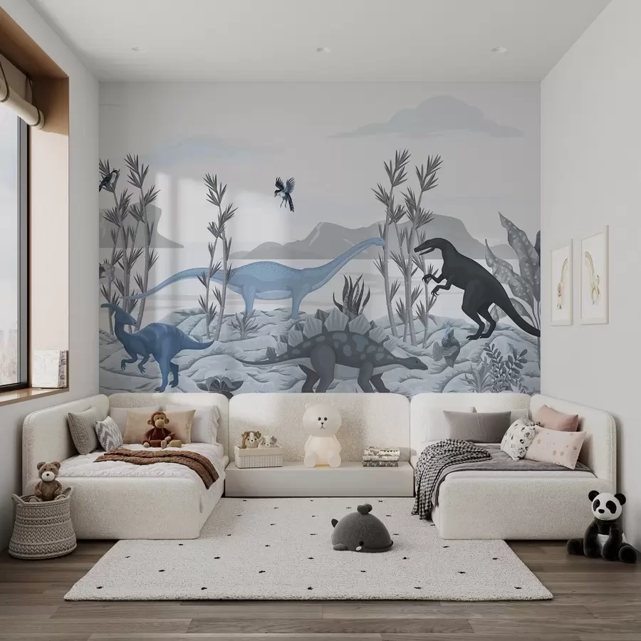 Dinosaur & Plants Wall Sticker Decal – Removable PVC Wall Art For Kids Room
