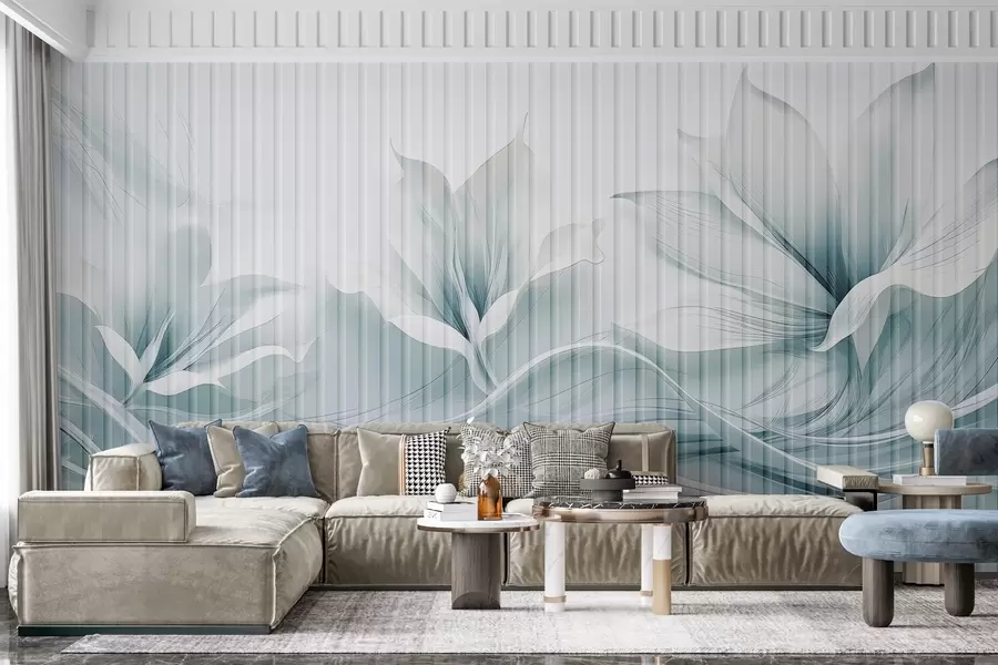 wall murals Watercolor abstract flowers behind glass w03563v2