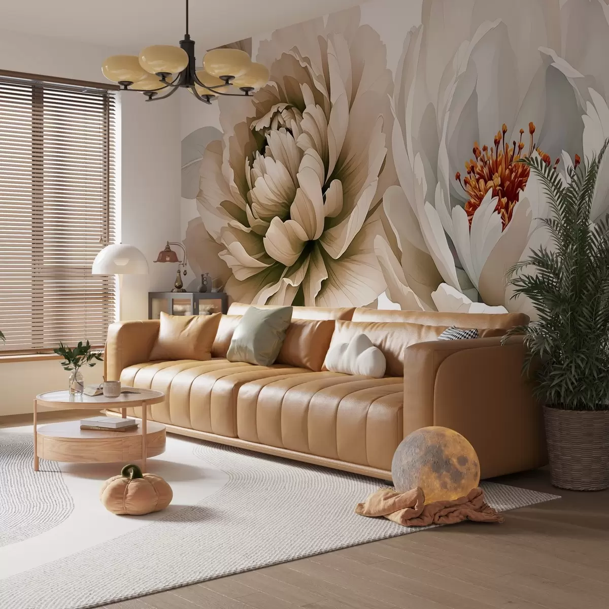 wall murals Lush peonies watercolor w03558v2