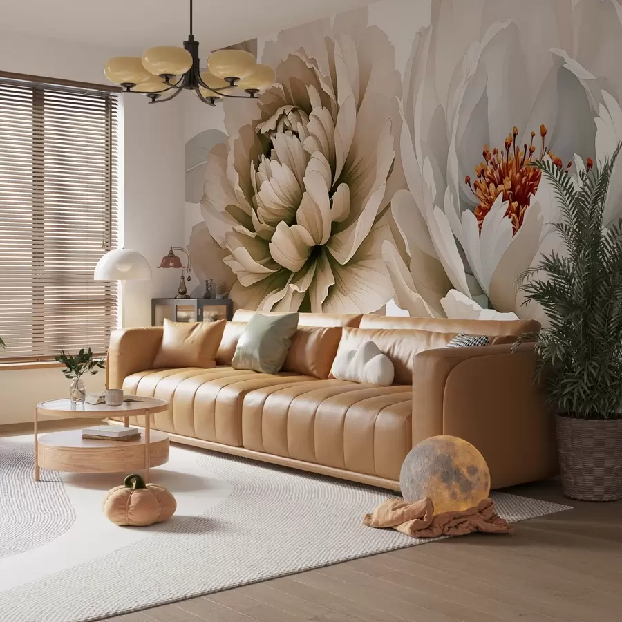 wall murals Lush peonies watercolor w03558v2