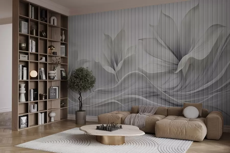 wall murals Watercolor abstract flowers behind glass w03563