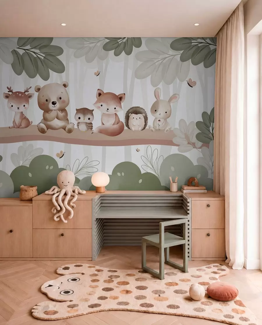 wall murals Woodland Animal Lineup w03411