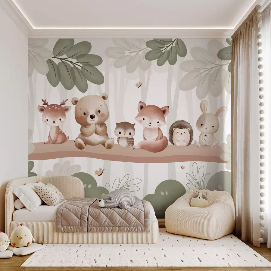 wall murals Cute animals in the forest w03411