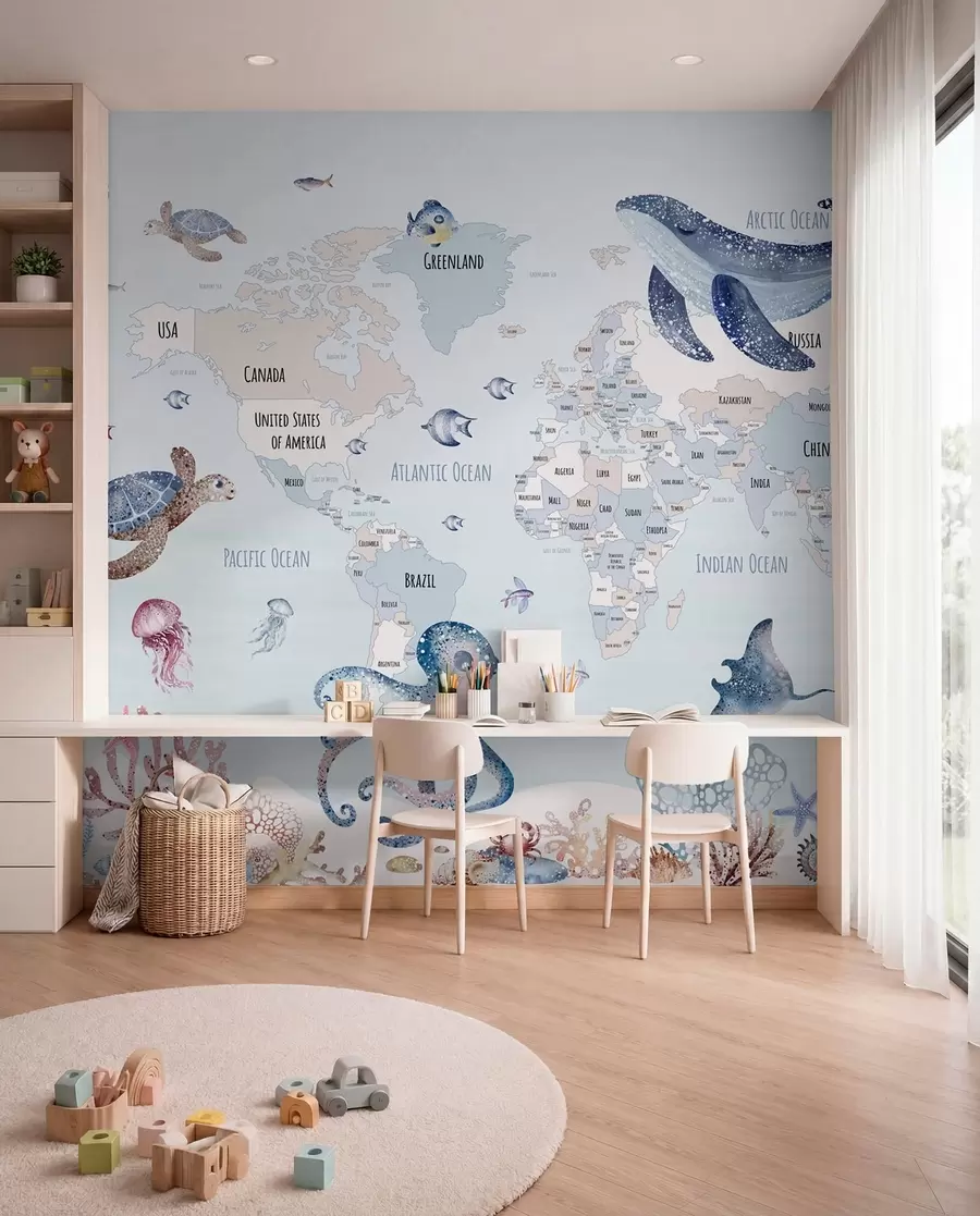 wall murals Ocean Atlas in English w03526