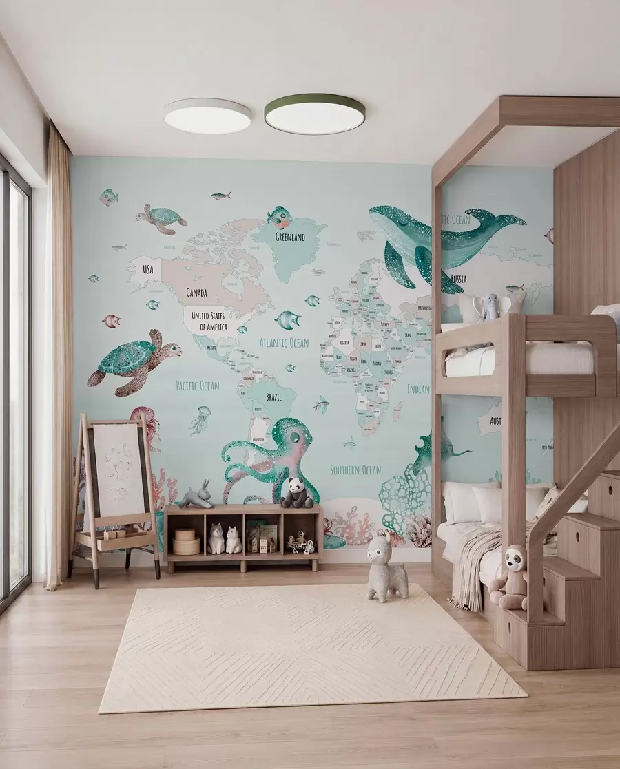 wall murals Mint Ocean Atlas in English w03526v2