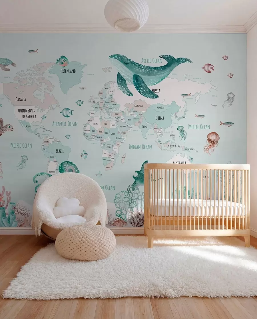 wall murals Mint Ocean Atlas in English w03526v2