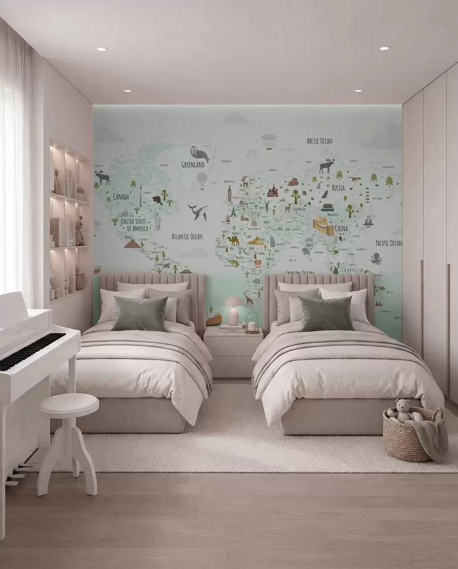 wall murals Atlas of Wonders in Mint w03410v2