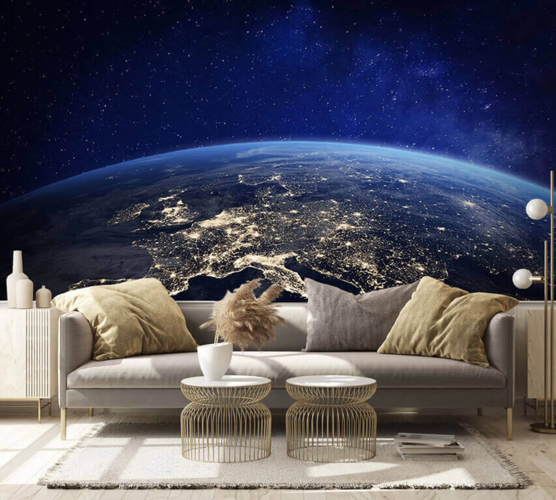 wall murals Night Earth, view from the stratosphere u62035