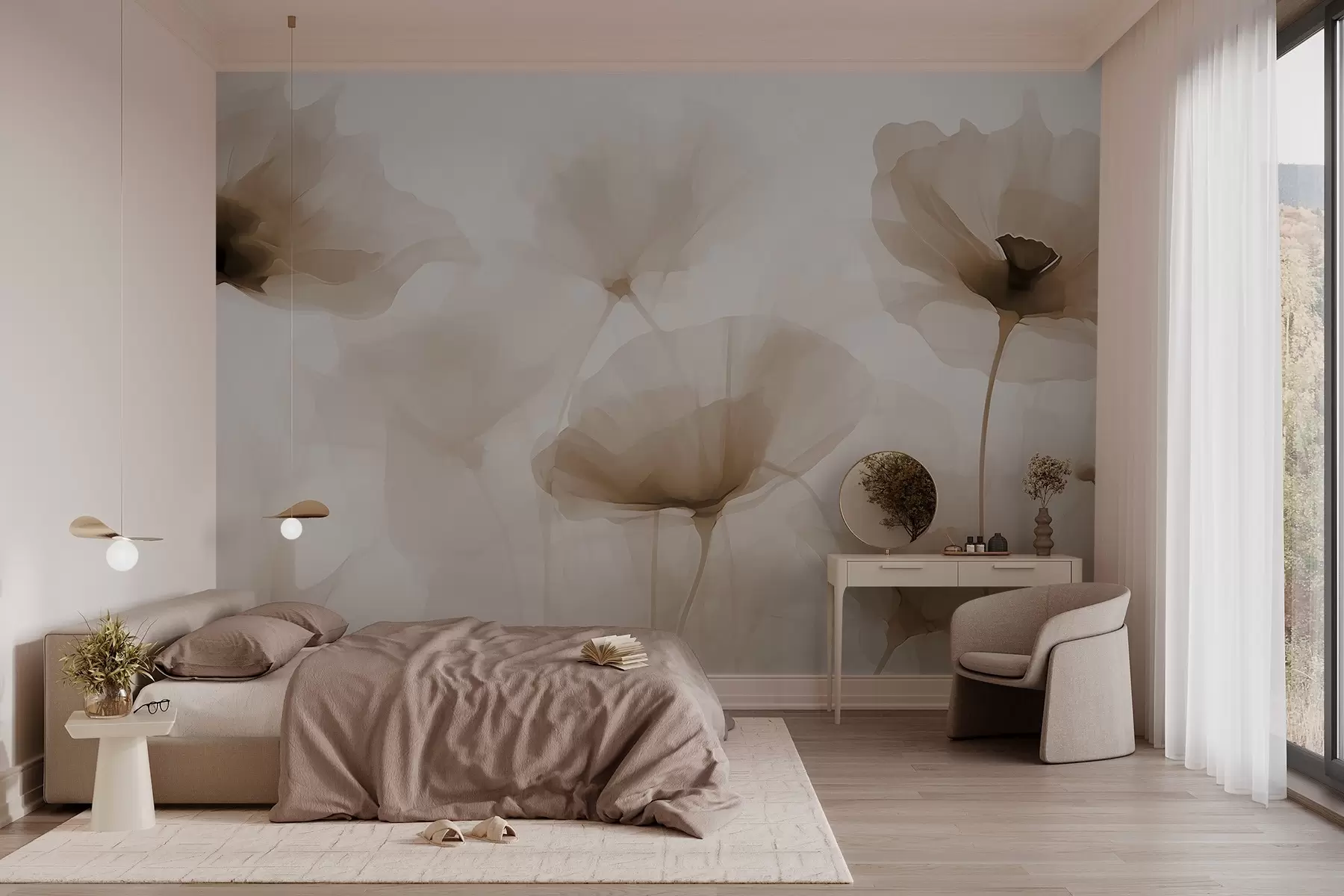 wall murals Abstract silhouettes of flowers w03508