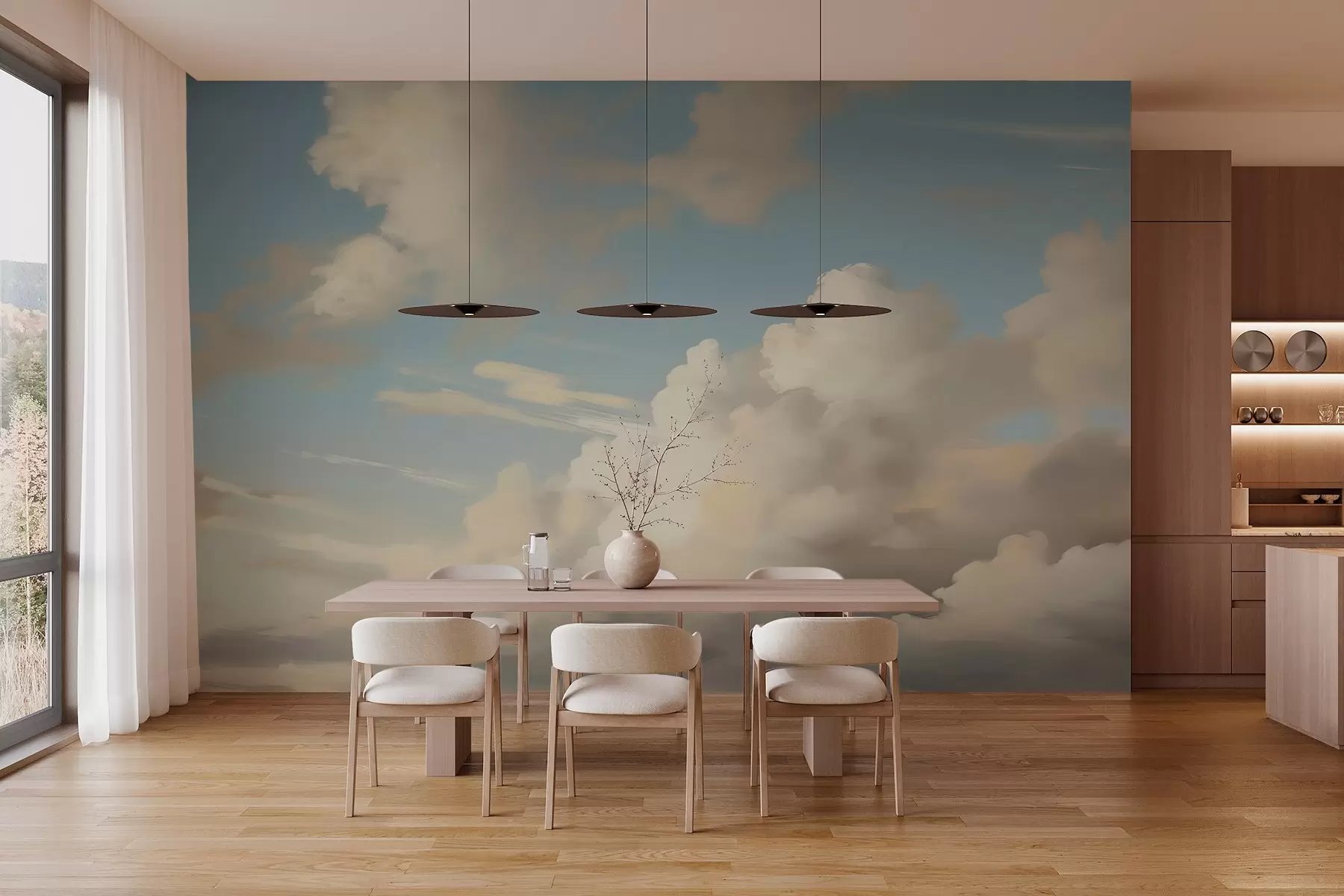 wall murals Clouds in the sky imitation of painting w03567
