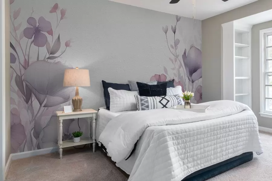 wall murals Large flowers, imitation of watercolor on a light concrete wall w08945