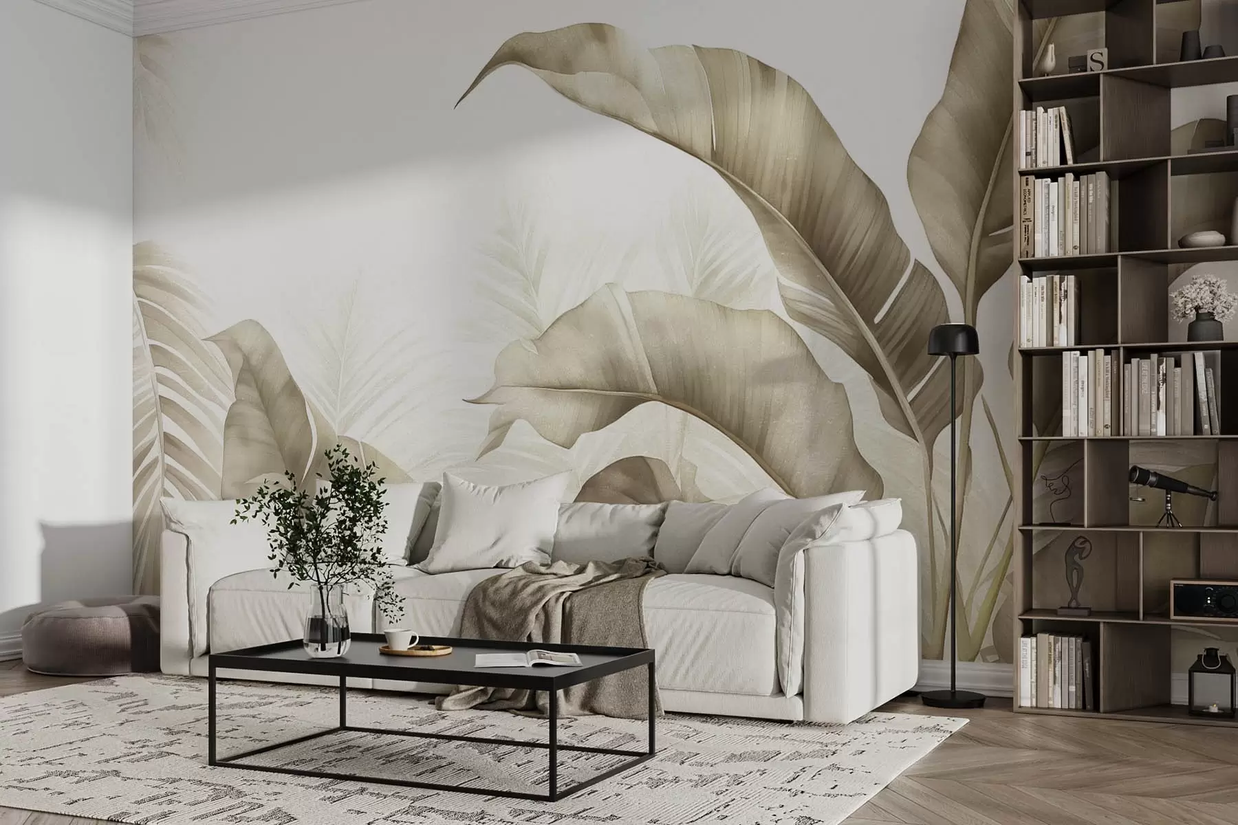 wall murals Tall tropical plants in grunge style w08948