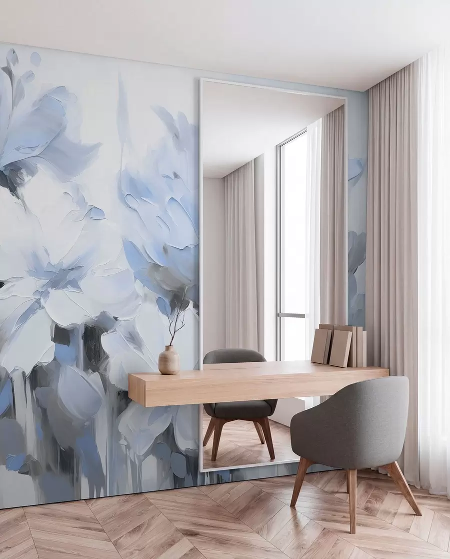 wall murals Abstract flowers in oil painting style in soft tones w03575v2