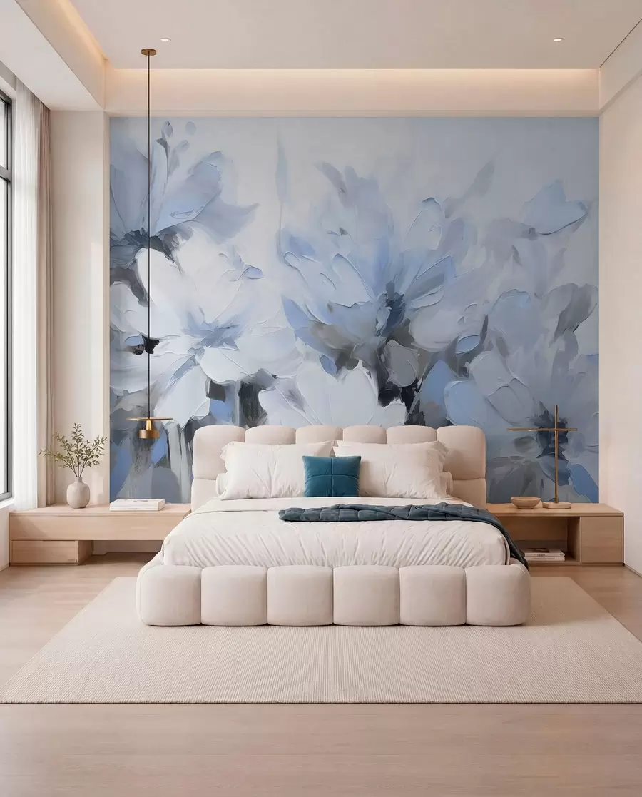 wall murals Abstract flowers in oil painting style in soft tones w03575v2