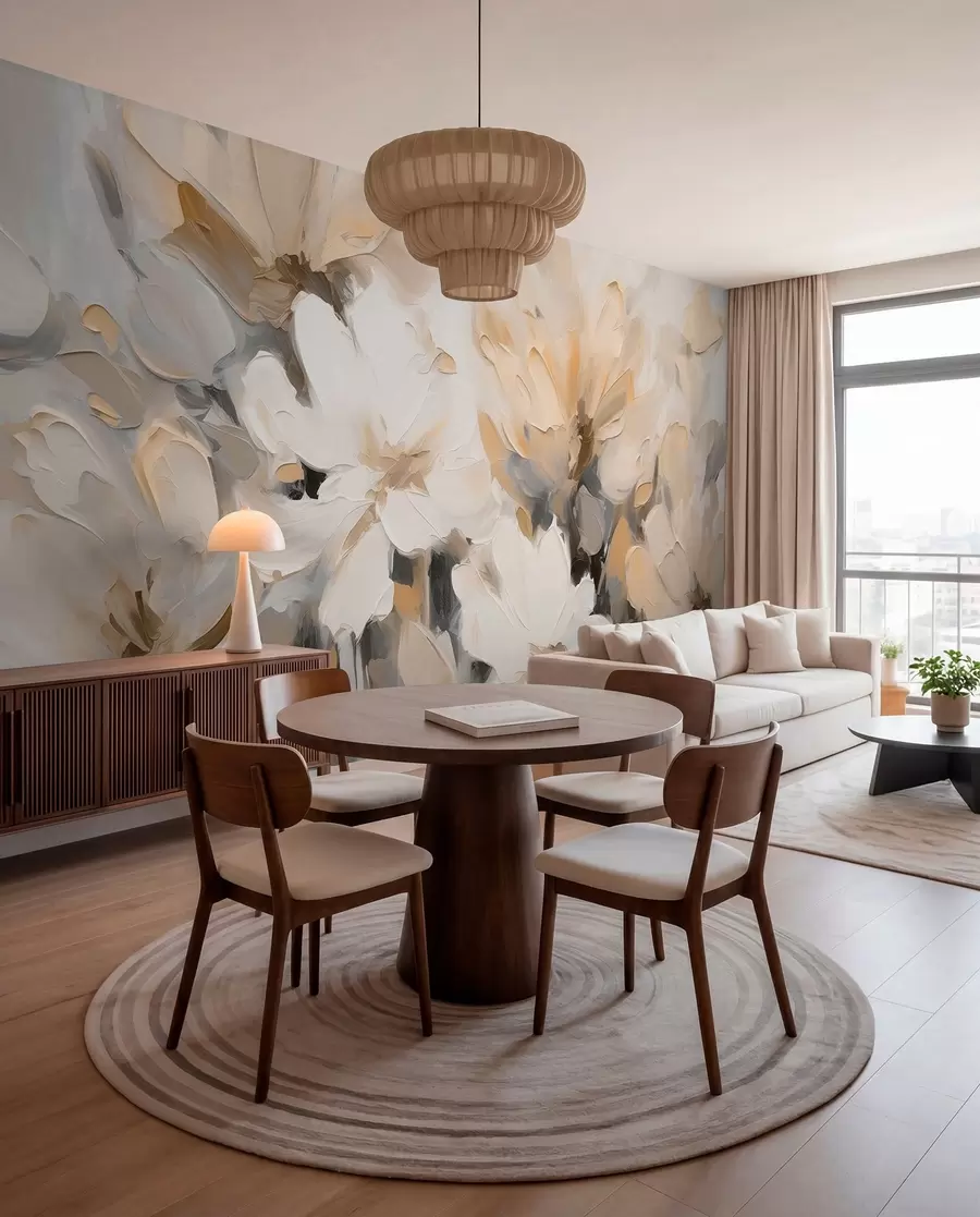 wall murals Painted Blossom in Cream w03575v1