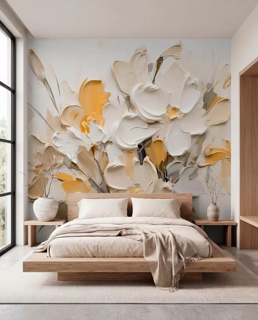 wall murals Abstract volumetric flowers in oil painting style w03582v2