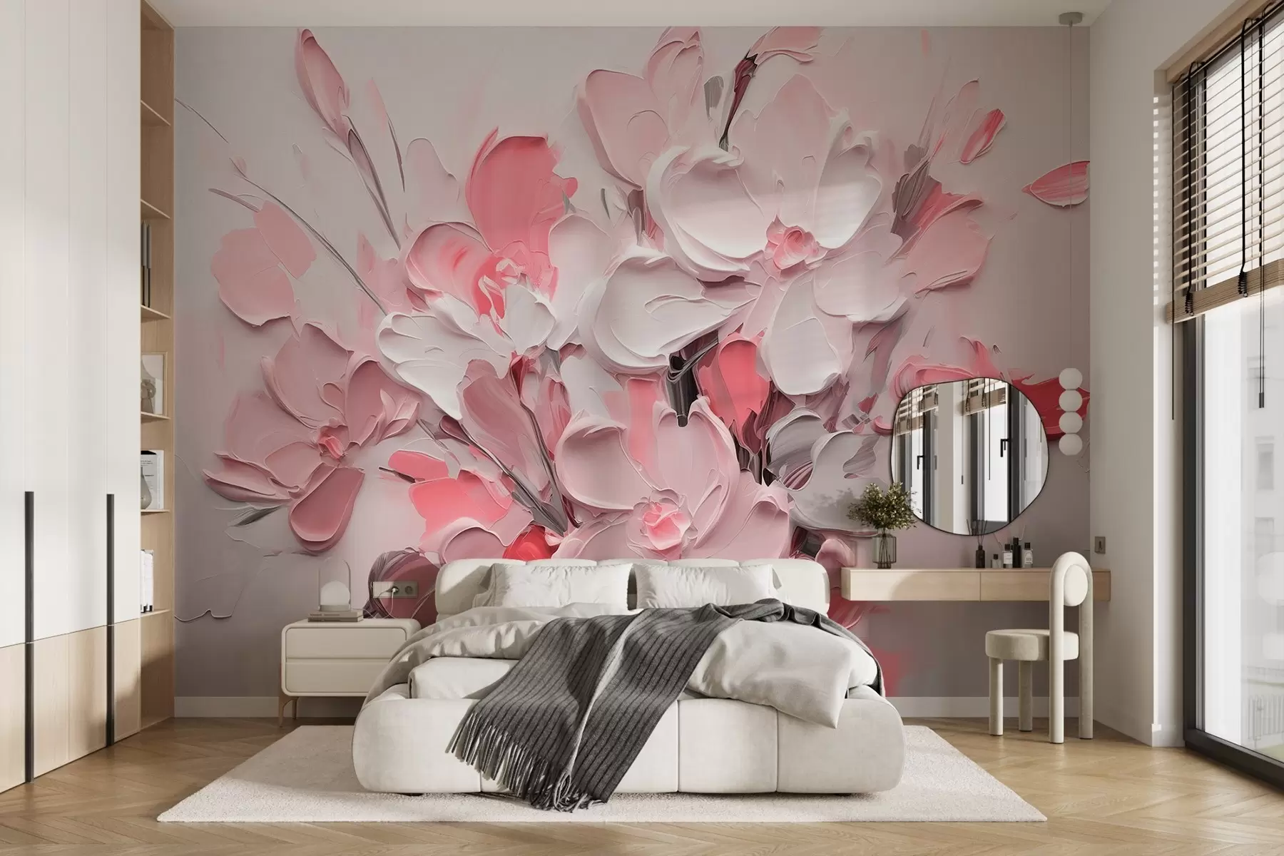 wall murals Abstract volumetric flowers in oil painting style w03582v3
