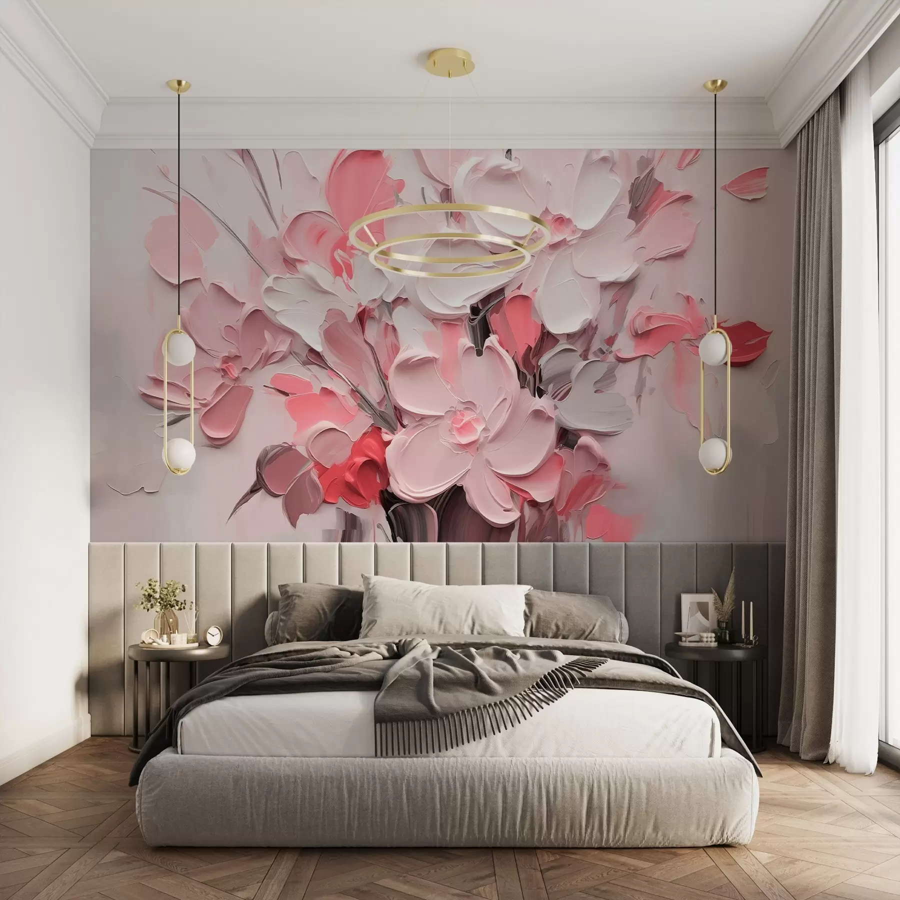 wall murals Abstract volumetric flowers in oil painting style w03582v3