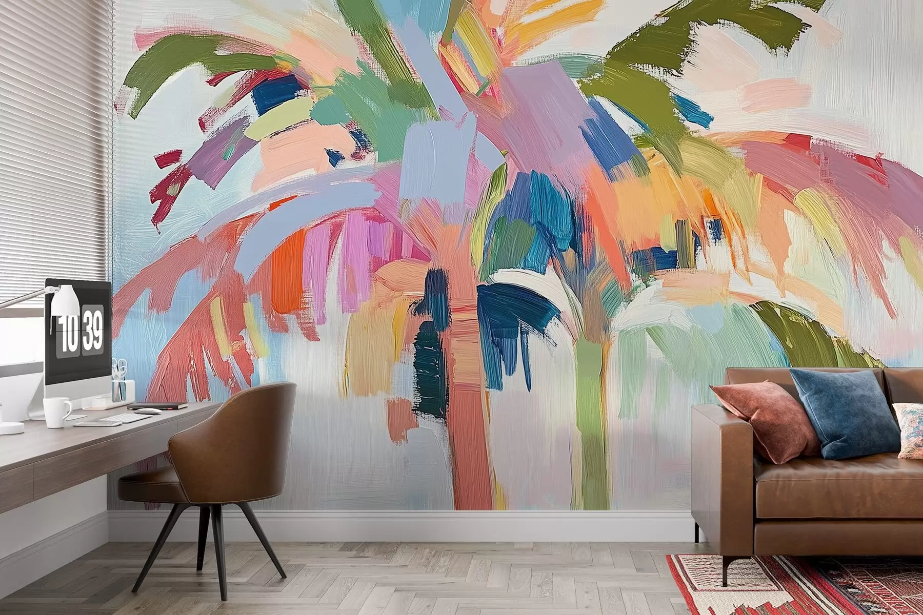 wall murals Abstract colorful palm tree w03578