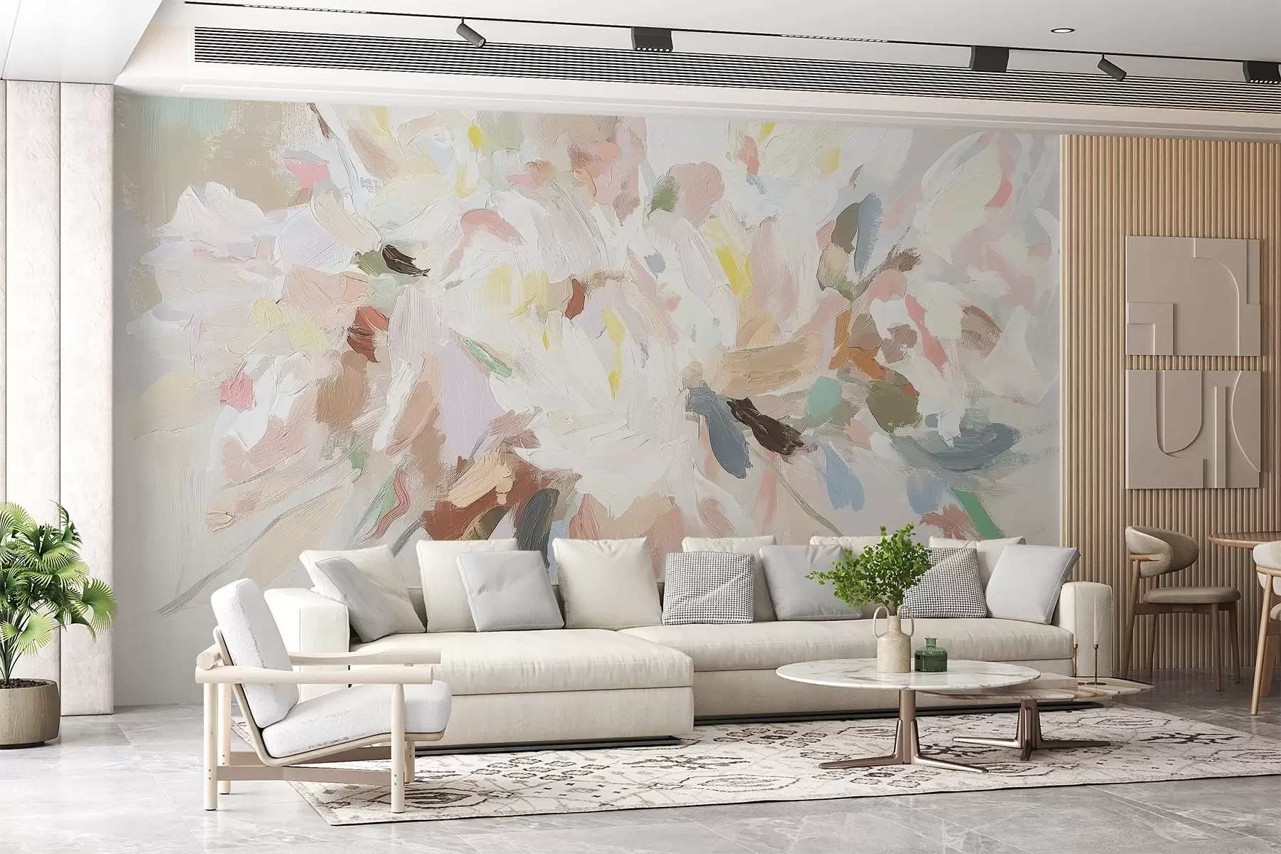 wall murals Delicate abstract flowers in oil painting style w03579
