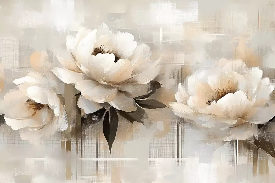 wall murals White Abstract Vintage Peonies w03581