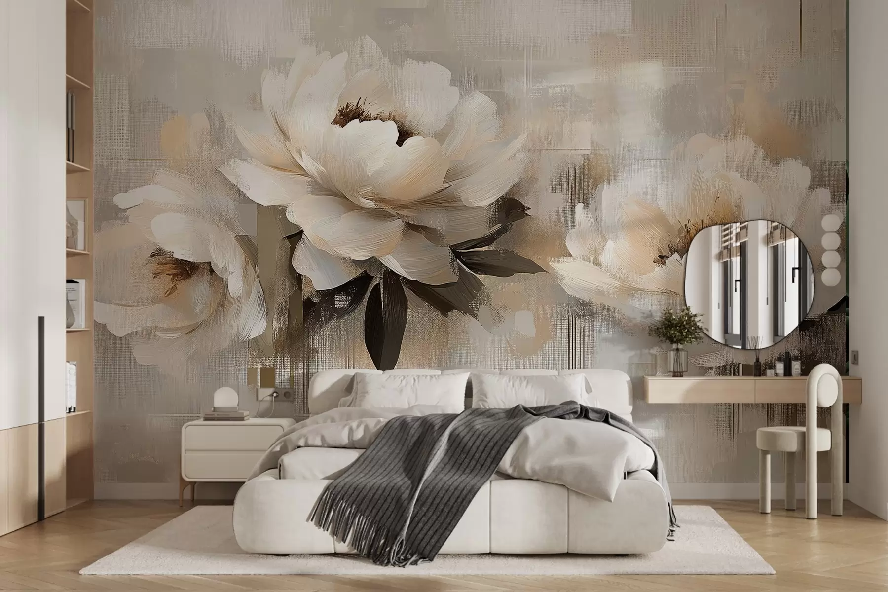 wall murals White Abstract Vintage Peonies w03581