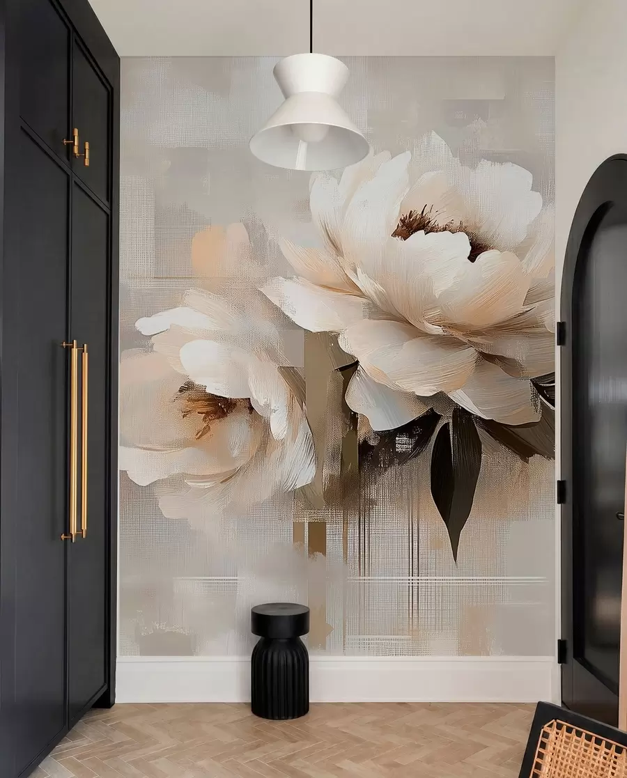 wall murals White Abstract Vintage Peonies w03581